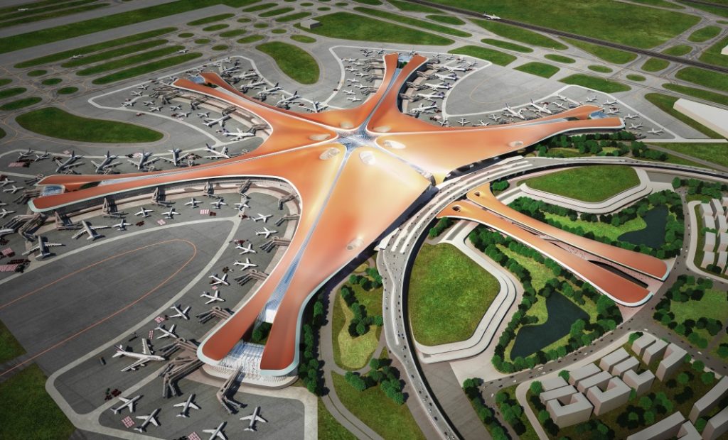 Мегапроектът за новото летище на Пекин изглежда повече от впечатляващо от всеки възможен ъгъл
