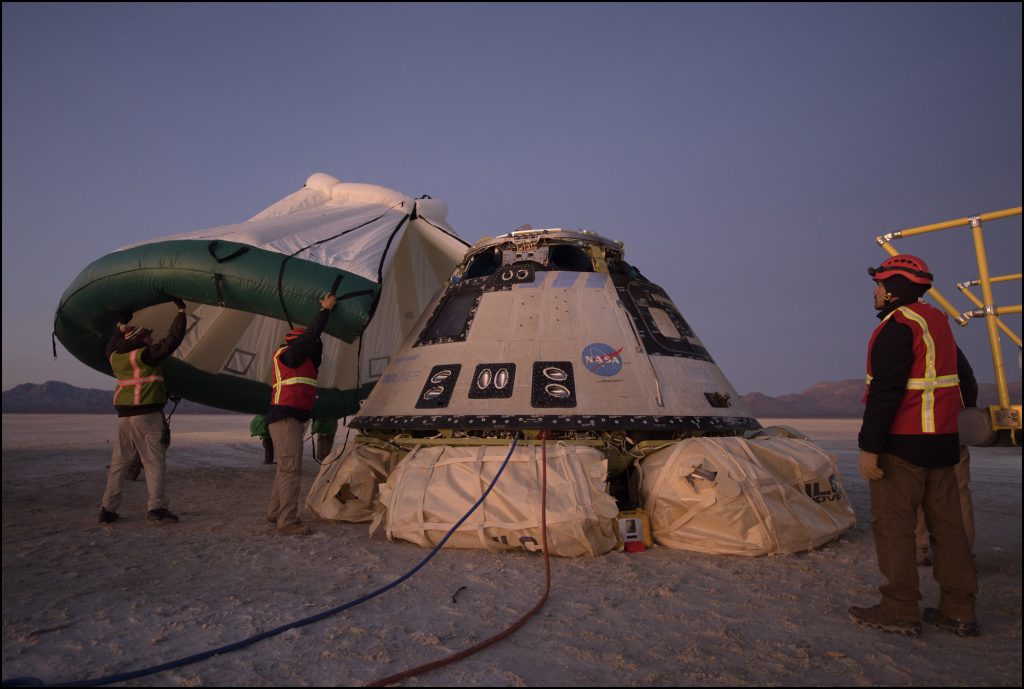 Кацането на Starliner след пъривя тестов полет. Снимка: Boeing 