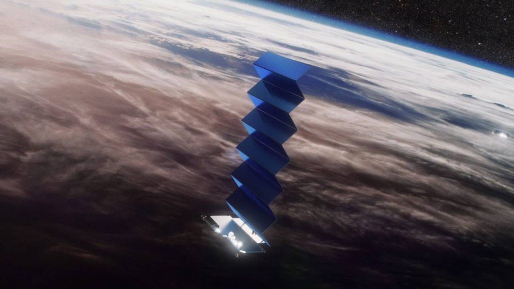 Компютърно генерирано изображение на един от спътниците от Starlink съзвездието